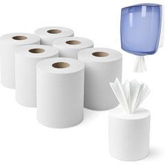 6 X Centrefeed White Rolls | 2 Ply Embossed Paper Towels | Strong & Absorbent | 6-Pack | Perfect for Commercial & Kitchen Use Cleaning Toilet