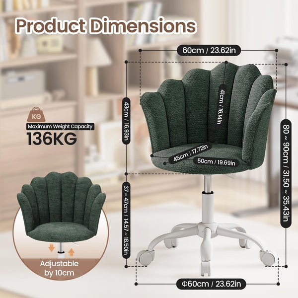 Shell-shaped Office Chair,Adjustable Chenille Swivel Chair,Soft and Flexible, Suitable for Bedrooms, Offices and Studies.