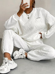 New Women'S Clothing Set Featuring Textured Fabric, Long-Sleeve Sweatshirt, And Long Pants, Stylish And Versatile for Casual Wear