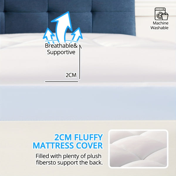7.62cm (2+1) Luxury Mattress Topper - Dual Layer Design with Cooling Gel, Soft Down Alternative Pillowtop, And Breathable Cover for Pressure , Temperature Regulation, And Ultimate Comfort Support