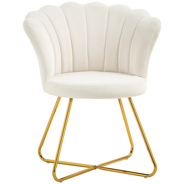 Modern Armchair, Velvet Tufted Accent Chair with Lotus Backrest, Occasional Chair with Steel Legs for Living Room, Bedroom