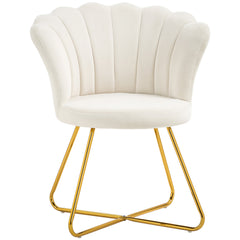 Modern Armchair, Velvet Tufted Accent Chair with Lotus Backrest, Occasional Chair with Steel Legs for Living Room, Bedroom
