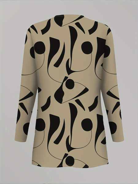 3pcs Women's Set: Abstract Print Cardigan with Vest Top and Elegant Casual Pants, Essential for Casual Attire