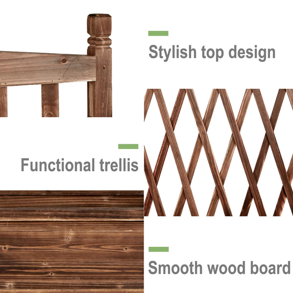 Raised Garden Bed, Wooden Planter Box with Trellis, Vegetable Grow Bed, Support Patio Lattice