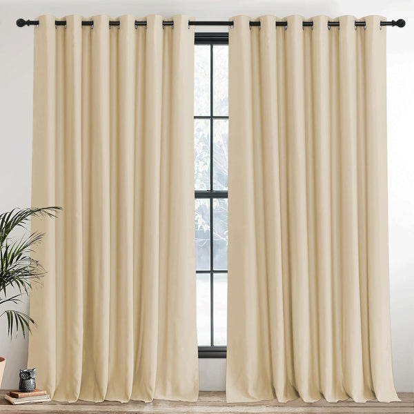 PONY DANCE Grey Blackout Thermal Insulated Curtains for Bedroom, 46 X 54 Inch Short Eyelet Curtains & Drapes, Soft Black Out 2 Panels for Window Living Room/Kitchen