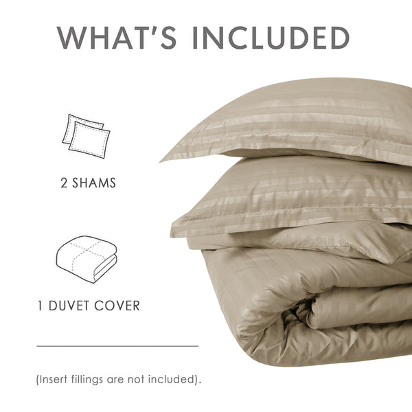Premium Hotel Quality Satin Stripe Duvet Cover Set Double with Pillowcases | Reversible Soft Quilt Bedding | Easy Care Breathable Luxury Quilt Cover