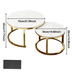 Nesting Coffee Tables Set of 2 Round Stacking Sofa Side Tables for Living Room