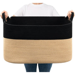 65L Large Storage Basket Blanket Baskets in Living Room, Nursery, Bedroom, Cotton Rope Baskets for Towels, Books, Toys, Dirty Clothes, Baby Storage Organiser, Grey, 65L