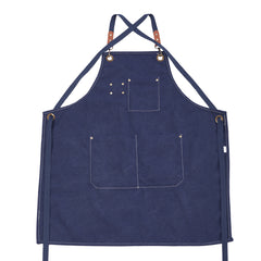 1pc Unisex Canvas-Polyester Blend Apron Durable Sturdy Construction, Adjustable Back Strap, Multiple Pockets for Enhanced Functionality | Khaki & Black Culinary Attire | Ideal for Kitchen Cooking/Baking/Grilling, Artist Painting, Coffee Bar, Servers; Perf