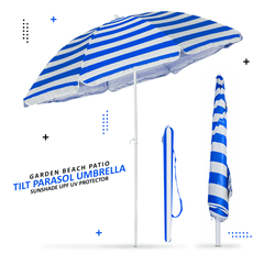 1.7m Garden Parasol Outdoor Tilt Umbrella, Parasol UV Canopy Patio Sun Shade Umbrella for Garden