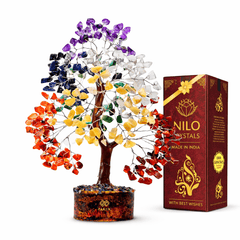 7 Chakra Crystal Tree of Life 10–12 Inch Handmade Gemstone Tree, Feng Shui Crystal Tree Home Decor Living Room Ornament, Crystal Gifts Birthday Gift for Women Housewarming Gift, Spiritual Desk Decoration Mini Crystal Guide Included