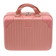 14 Inches Storage Box, Rose Gold Portable Makeup Travel Case Hand Luggage with Elastic Band, Durable Plastic Carrying Makeup Case Suitcase, Makeup Box Travel Cosmetic Box Suitable for Home or Travel
