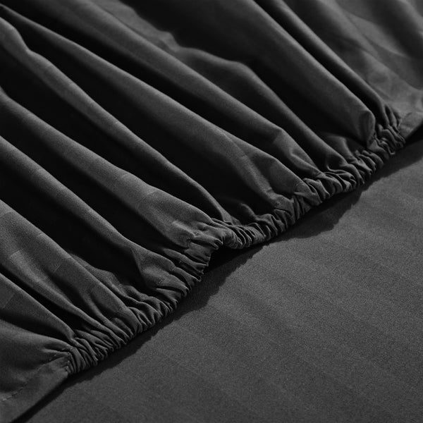 1pc Extra Deep Striped Fitted Sheet 40cm – Soft & Comfortable Microfiber Bedding, Breathable & Smooth, Machine Washable Bed Sheet Suitable for Bedroom