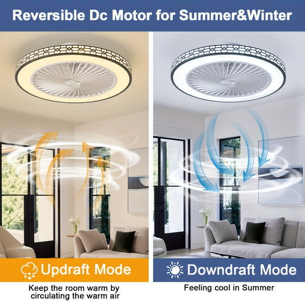 49cm Ceiling Fan with Light And Remote Control, Dimmable 3 Color Changing LED (3000K-6000K) Ceiling Fans with Lights, 6-Speed Ultra-Quiet Reversible DC Motor Ceiling Fan, Modern Fan Light for Bedroom, Living Room, Kitchen
