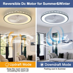 49cm Ceiling Fan with Light And Remote Control, Dimmable 3 Color Changing LED (3000K-6000K) Ceiling Fans with Lights, 6-Speed Ultra-Quiet Reversible DC Motor Ceiling Fan, Modern Fan Light for Bedroom, Living Room, Kitchen