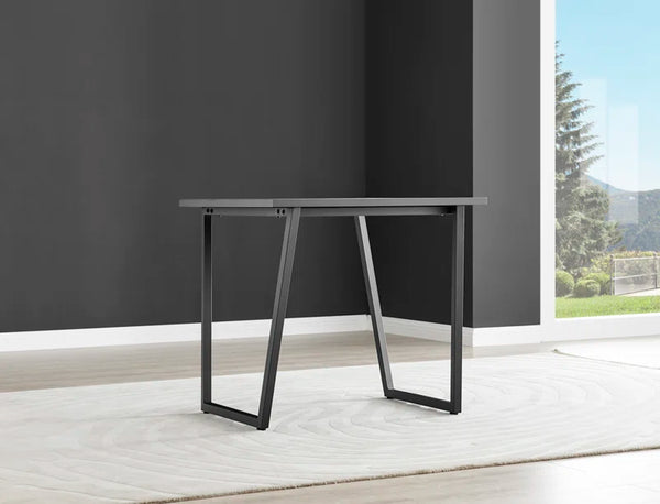 Industrial Design White & Grey Marble Effect Melamine Dining Table and 2 Velvet Dining Chairs