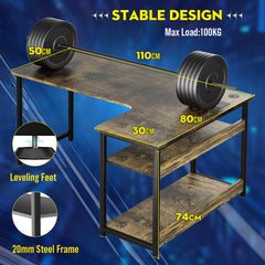 L Shaped Gaming Desk with Power Outlets Corner Computer Desk 110x80CM with Shelves Headphone Hook PC Table Workstation for Home Office Bedroom