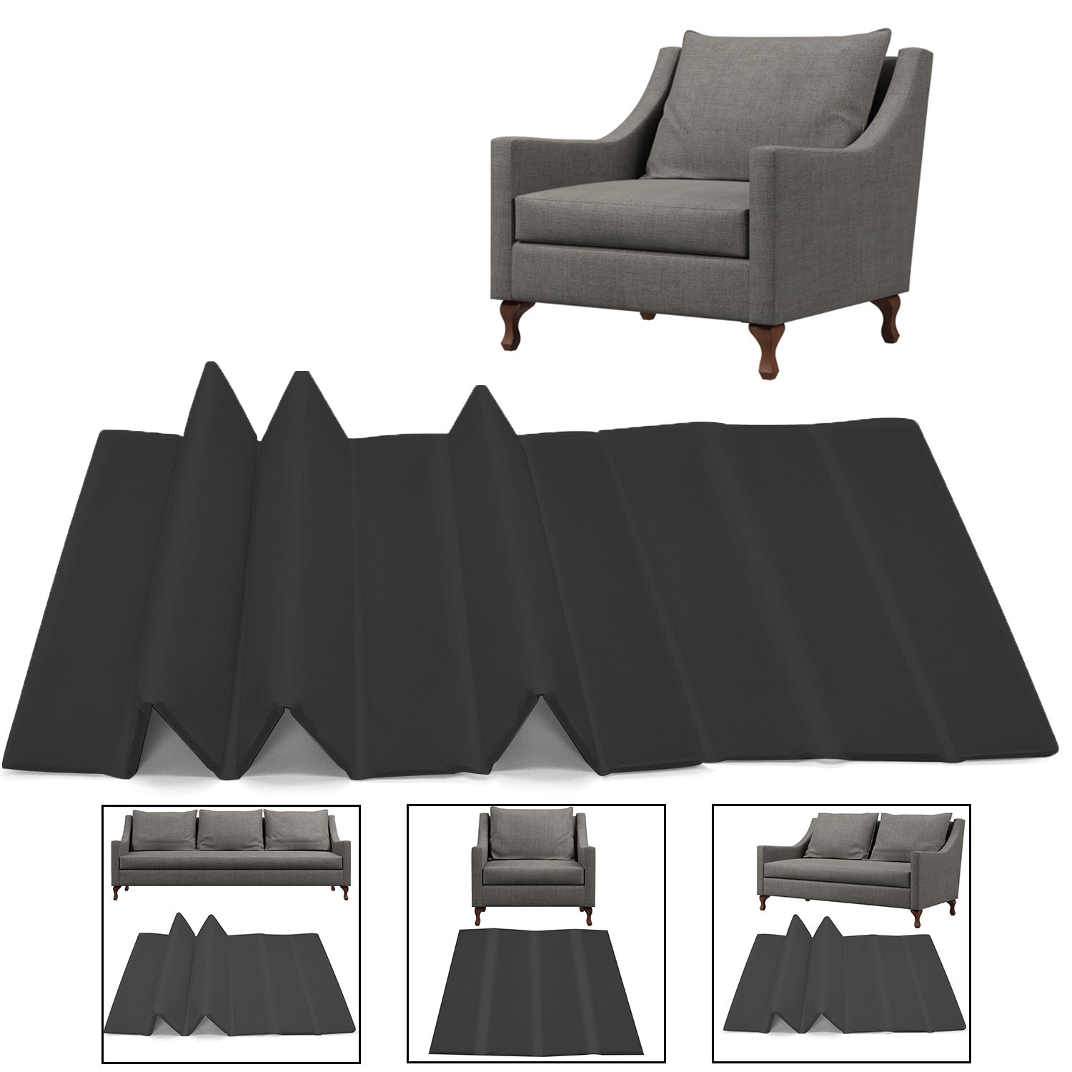 Sofa Seat Support Boards, Black Rejuvenator Boards, Sofa Saver, Adjustable/Foldable Sagging Sofa Support 1-2-3 SEATER SAVERS