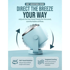 EPISENT Portable USB Desk Fan with Digital Display, Rechargeable Table Fan, 360° Adjustable Air Circulator, Touch Control, Wall Mount Design, 5 Speed Settings, Compact Fan for Home, Office & Travel