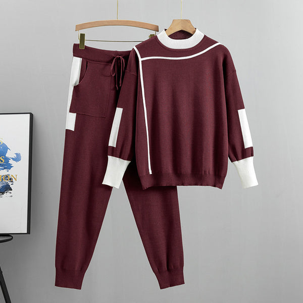 New Casual Checkered Sweater Set for Women - Trendy Style, Ideal for Spring, Autumn, And Winter