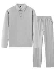 Men's 2pcs Set: Long-Sleeve Shirt and Drawstring Pants - Clean, Comfortable, Breathable