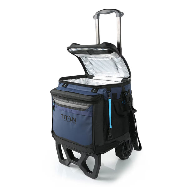 Titan 22.5 Litre (23.7 US Quart) 60 Can Cooler with All Terrain Cart in Navy