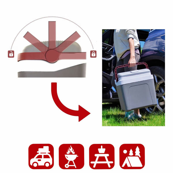 Koolatron 12V Electric Cooler 24L, Cool/Warm Box with Adjustable Strap in Grey