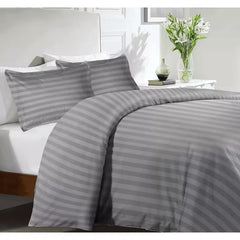FAURA TEXTILES -Ultra Soft Striped Duvet Cover Set with Pillowcases – Elegant Modern Bedding Set, Smooth Comfortable Finish, Easy Care, Single Double King Super King Sizes