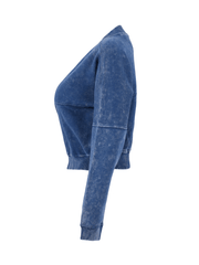 Women Acid Wash Zip Tracksuit Straight Leg Joggers - Stylish Female Jacket - Womenswear Full Sleeve Casual Comfort Zip Style Drawstring Pant