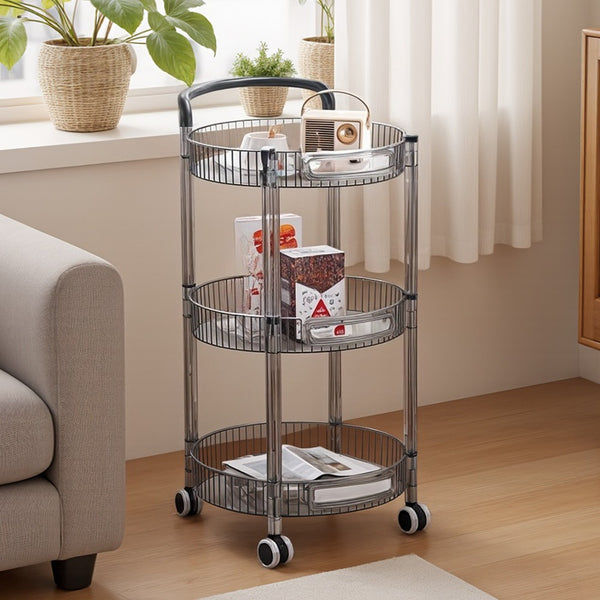 1pc 3-layer Slim Rolling Storage Cart with 4-Wheel Mobility, Practic Plastic Kitchen Storage Trolley with Handle and Hook, Multifuctional Shelving Unit Storage Rack Oganizer for Snack, Book, Sundries in Bathroom, Bedroom, Kitchen & Home Organization