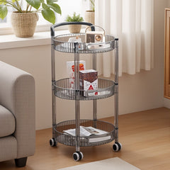 1pc 3-layer Slim Rolling Storage Cart with 4-Wheel Mobility, Practic Plastic Kitchen Storage Trolley with Handle and Hook, Multifuctional Shelving Unit Storage Rack Oganizer for Snack, Book, Sundries in Bathroom, Bedroom, Kitchen & Home Organization