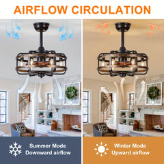 45.72cm Enclosed Bladeless Flush Mount Ceiling Fan With Light | Farmhouse Quiet Ceiling Fan Light With Remote Control, Reversible Quiet Dc Motor, Suitable For Bedroom, Living Room, Farmhouse, Kitchen