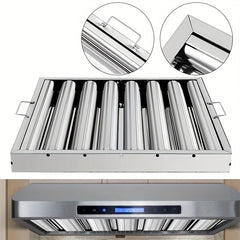 Stainless Steel Kitchen Exhaust Hood with Grease Baffle Filter - Modern, Sleek Design for Efficient Airflow and Easy Maintenance, Ideal for Home and Commercial Use, Commercial Kitchen Hood | Sleek Stainless Hood | Durable Kitchen Hood, Exhaust Fan