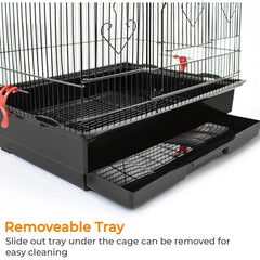 Large Metal Bird Cage for Budgie Parakeet Canary Cockatiel Finch or Lovebird by Crystals (Black)