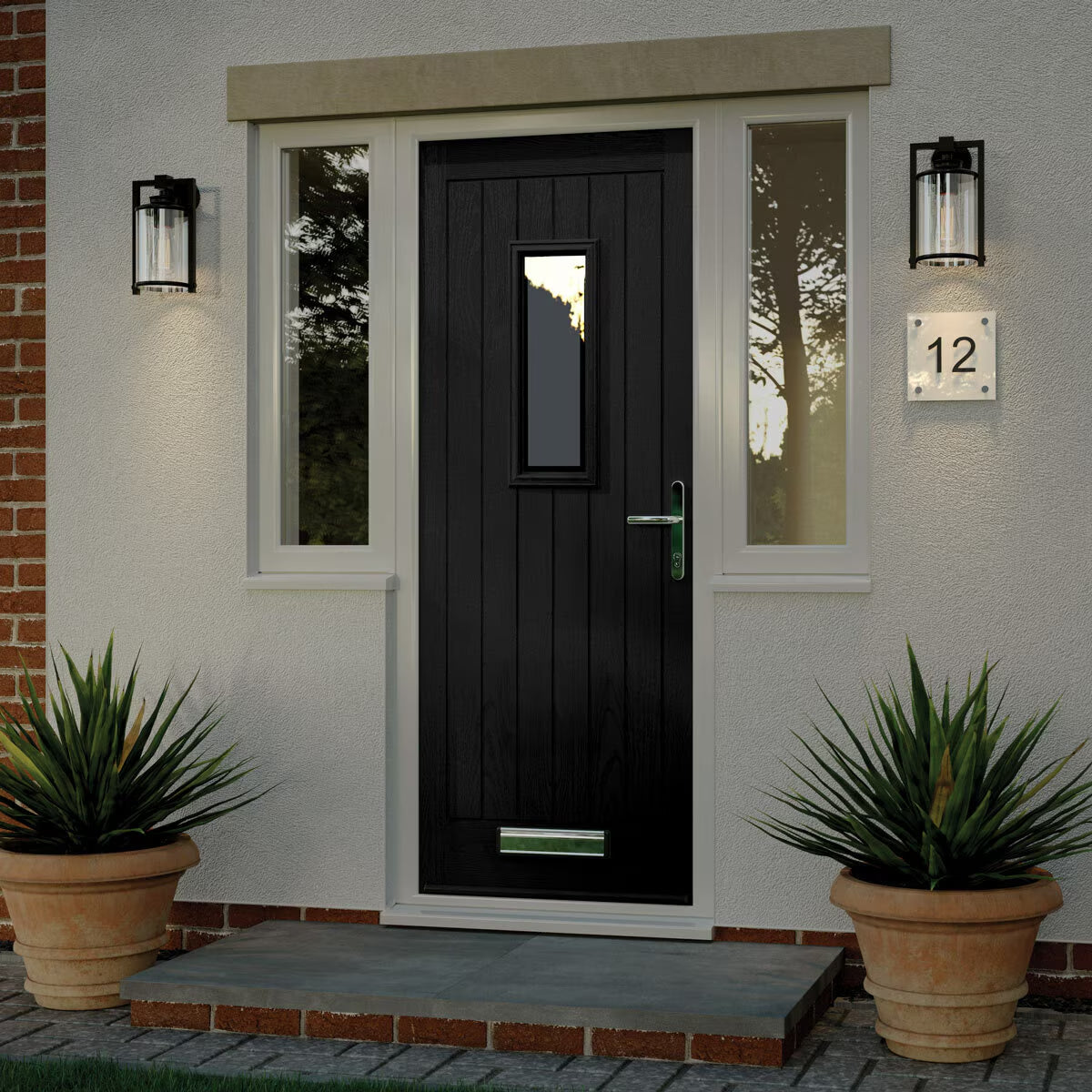 Milan 609 Composite Front Door with Installation in Black