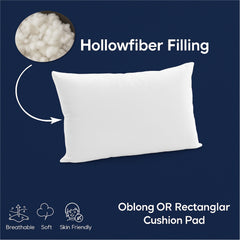 Oblong Cushion Pads Rectangular Shape Deep Fill Inner Insert Hollowfiber Cushions