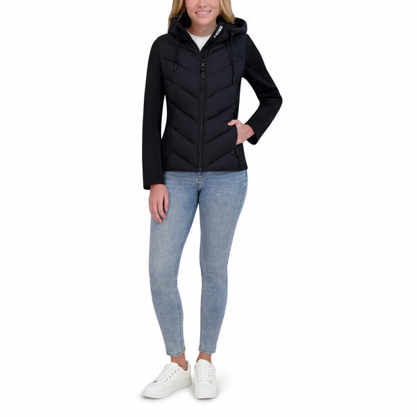 DKNY Women'S Mixed Media Jacket in Black