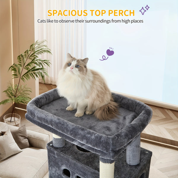 170cm Large Cat Tree, Cat Tower for Maine Cat, Multi-Storey Scratching Post with Large Perch, Washable Mat, Cat House Furniture with 2 Caves, 8 Scratching Posts, Light Grey, Dark Grey