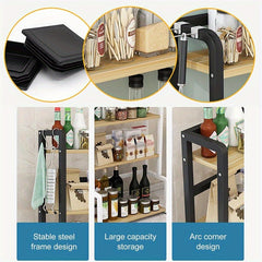 Two-Tier Dish Drying Rack for The Kitchen, Spice Organizer with Hooks And Adjustable Shelf, Freestanding Kitchen Storage Unit for Dishes, Cups, And Cutting Boards