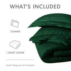 Premium Hotel Quality Satin Stripe Duvet Cover Set Double with Pillowcases | Reversible Soft Quilt Bedding | Easy Care Breathable Luxury Quilt Cover
