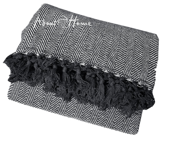 Cotton Herringbone Sofa Throw Blanket 260x260cm (perfect for KING sized bed) – Soft, Cozy & Warm Bed or Sofa Blanket, 13 Colours, Machine Washable, Hypoallergenic, Perfect Gift for Home or Travel