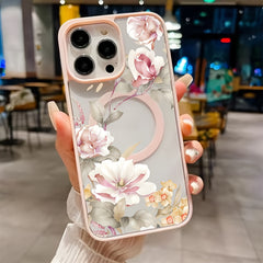 A Stunning And Vibrant Floral Design Phone Cover, for iPhone 16 Pro Max, 16 Plus, 15 Pro, 14, 13, 12, And 11, Featuring New Drop Protection And a Magnetic Closure.