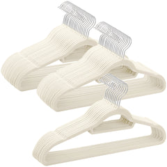50pcs NON SLIP FLOCKED COAT CLOTHES HANGERS VELVET TROUSER HANGING SPACE SAVER
