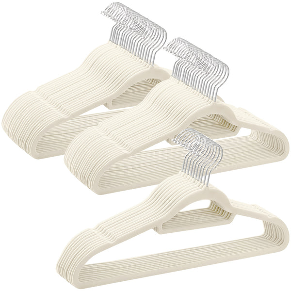 50pcs NON SLIP FLOCKED COAT CLOTHES HANGERS VELVET TROUSER HANGING SPACE SAVER