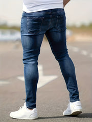 Bestselling Men's Jeans Fashion New Stretch Comfortable Slim Men's Trousers Dark Wash Blue Gift Light Blue Medium Color Wash Blue Classic Four Seasons Spring Summer Autumn Winter