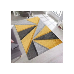 Luxury Soft Shaggy Area Rug – Modern Non-Shedding Geometric Triangles Design, High-Pile Plush Living Room Carpets, Large Thick Rug for Bedroom, Kitchen, Lounge & Home Décor – Contemporary Floor Rug & Mats