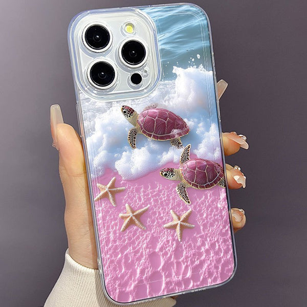 Phone Case - Space. Pink Beach Turtle Pattern Phone Case, Suitable for Iphone 17 Air/16/15/14/13/12/11/Plus/Pro/Pro Max And Galaxy S, A Series/S22/S23/S24 FE/S25/S26 ULTRA Plus, Pixel/Xiaomi/Moto.It Is The First Choice of Gift for Family