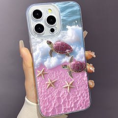 Phone Case - Space. Pink Beach Turtle Pattern Phone Case, Suitable for Iphone 17 Air/16/15/14/13/12/11/Plus/Pro/Pro Max And Galaxy S, A Series/S22/S23/S24 FE/S25/S26 ULTRA Plus, Pixel/Xiaomi/Moto.It Is The First Choice of Gift for Family