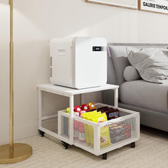 1pc Mini Fridge Stand with Storage, 50x50x42.3cm Mobile Refrigerator Stand with Lockable Wheels & Basket, Portable Cart for Kitchen Office - Perfect Home Upgrade