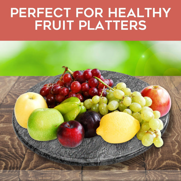 Homiu Round Marble Chopping Boards (Black/White - 25x25x2cm), Heat Resistant Worktop Protector, Cutting Board for Kitchen, Non-Slip Easy to Clean Chopping Board, Hard-Wearing Marble, Classic Elegant Design, Ideal for Gifts, Multi-use as Cheese board, Frui